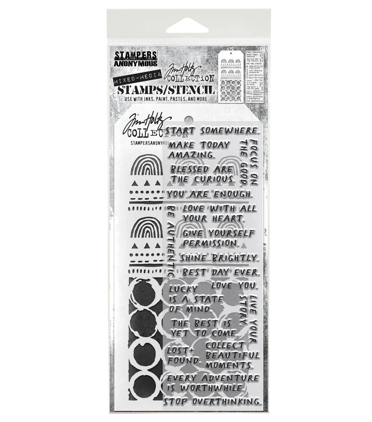 Stampers Anonymous Media #62 Tim Holtz Clear Stamp and Stencil