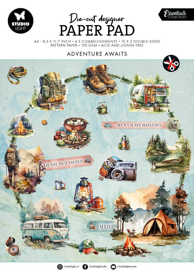 Studio Light Adventure Awaits A4 Die-Cut Designer Paper Pad
