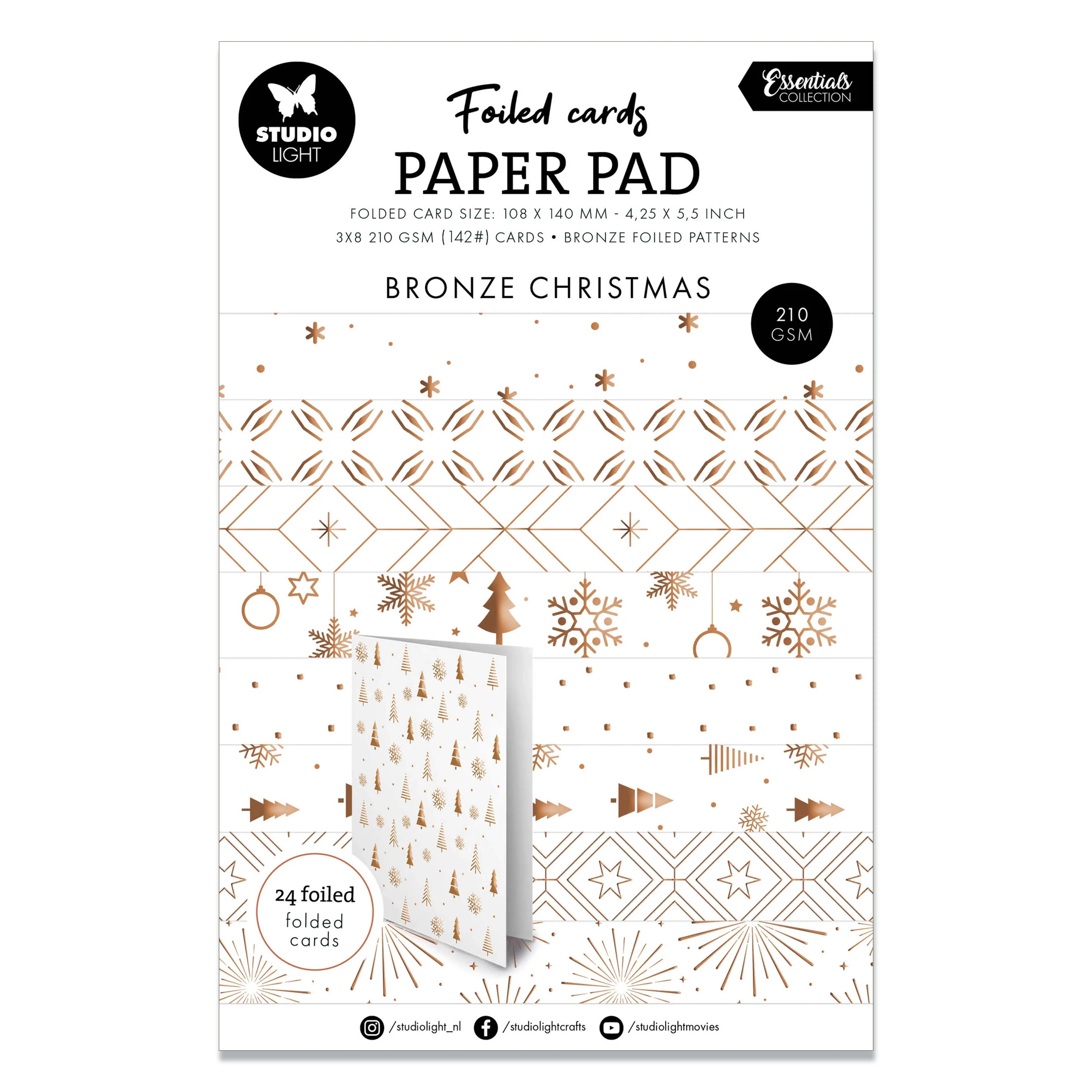 Studio Light Essentials Foiled Cards Bronze Patterns
