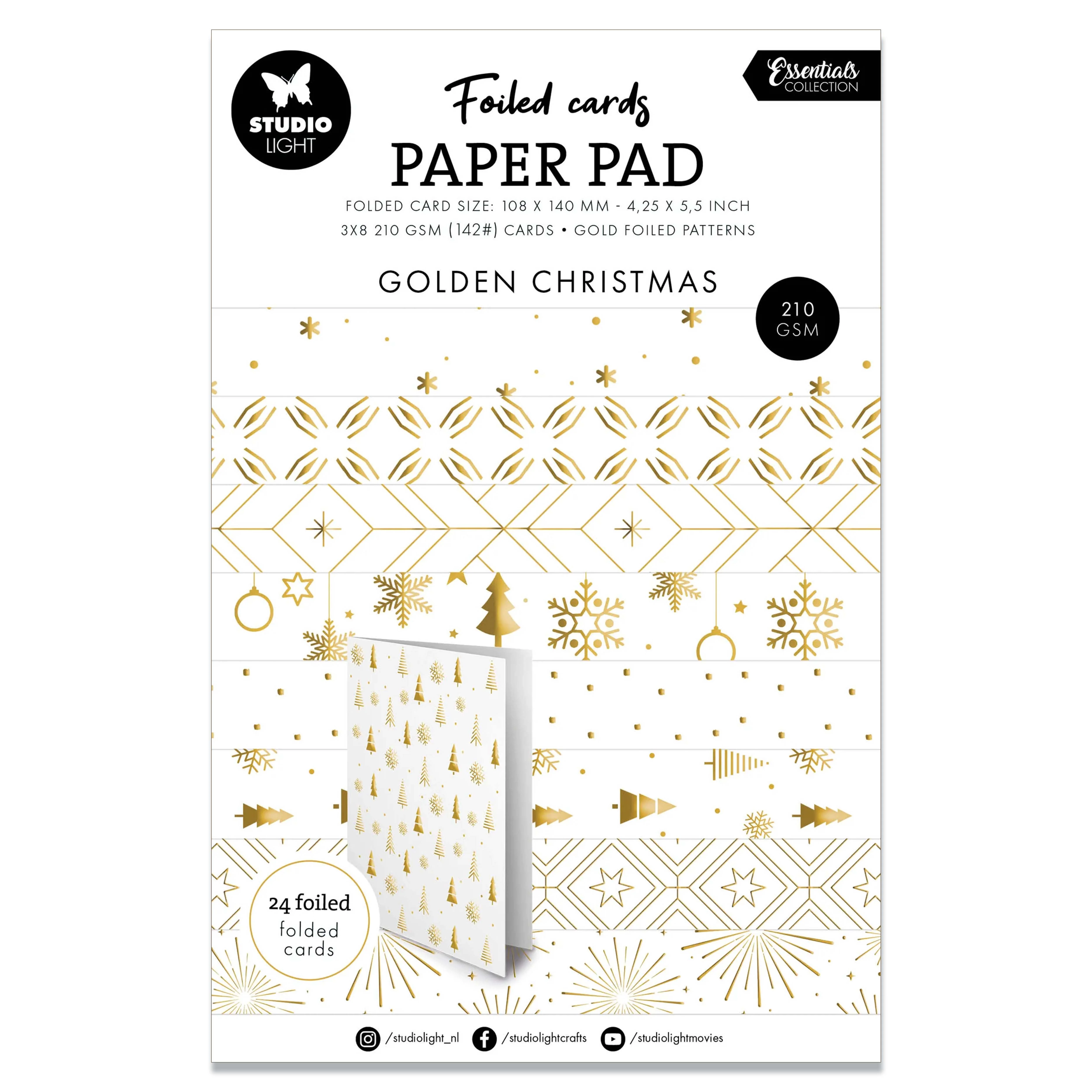 Studio Light Essentials Foiled Cards Golden Patterns