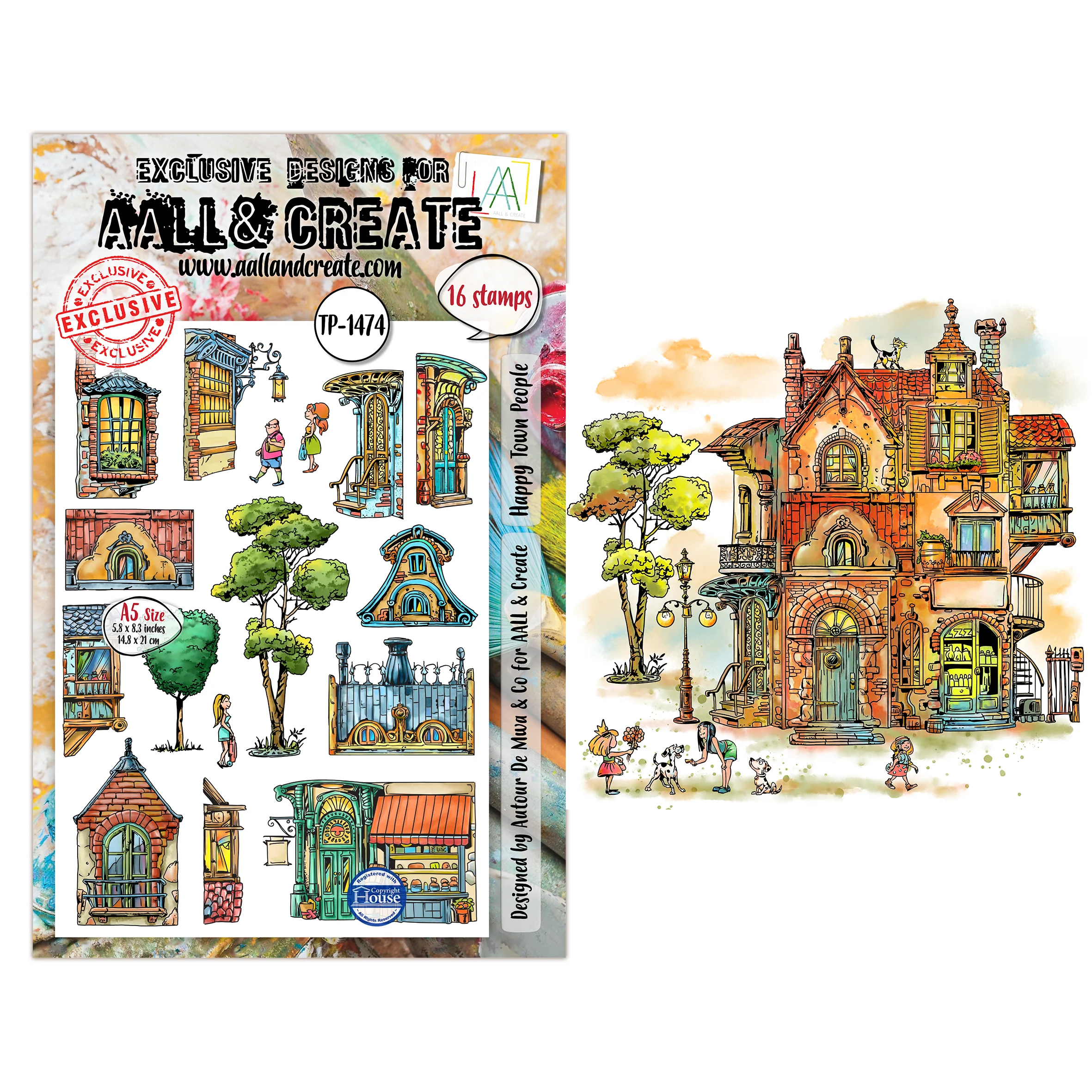 TP-1474 - A5 Stamp Set - Happy Town People